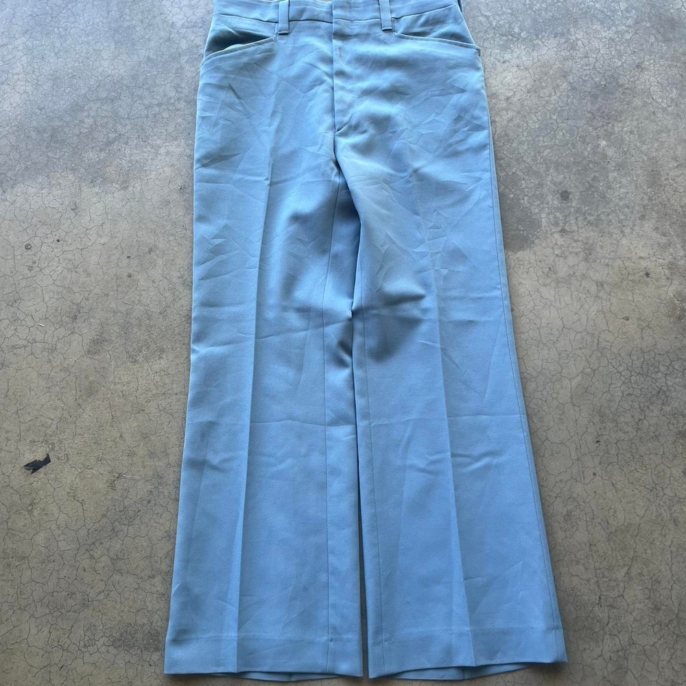 Vintage 70s/80s blue wide legged trouser pants Talon zipper 32" waist